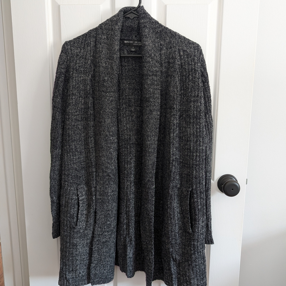 Barefoot Dreams Cozychic Lite Women's Charcoal Knit Cardigan Medium